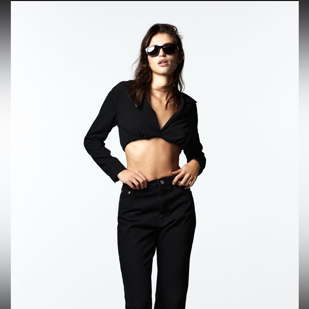 Zara Long sleeve Crop top with underwire, size XS